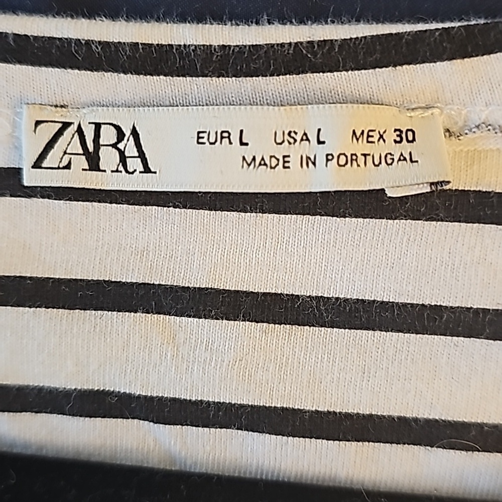Zara striped short-sleeve top fringe hem - Picture 4 of 5